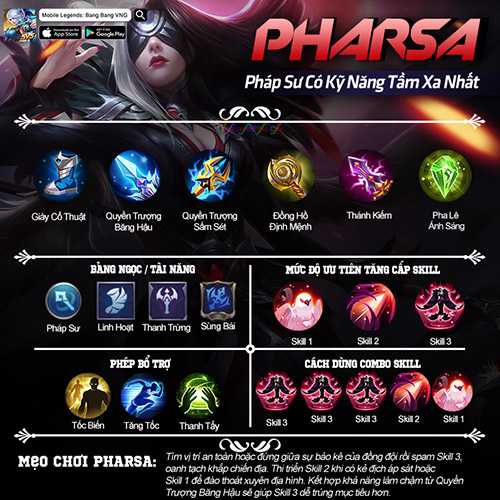 Hướng dẫn cách chơi Pharsa Mobile Legends