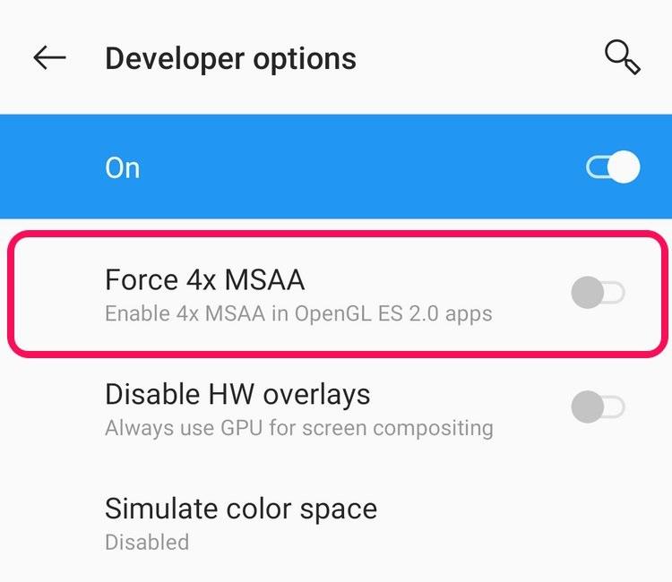 Bật tính năng Force 4x để chơi game mượt hơn trên Android