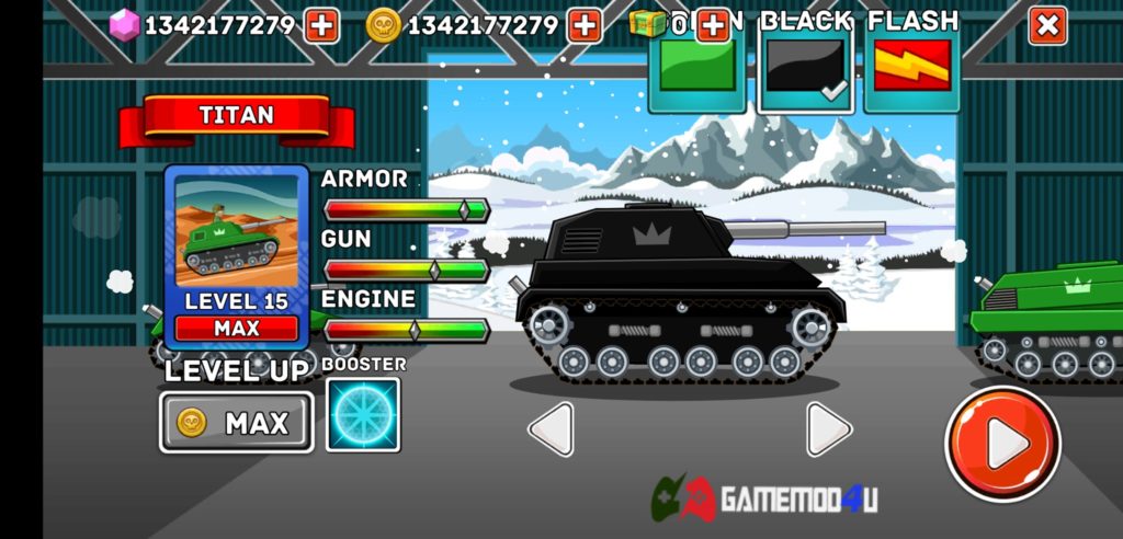 Các loại xe tăng và tính năng nâng cấp trong Hills of Steel hack full tiền