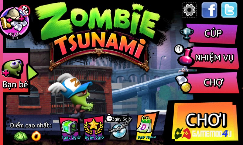 Tựa game giải trí Zombie Tsunami vô cùng hay và thú vị