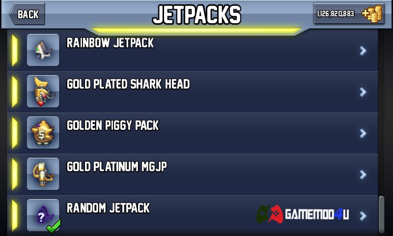 Các loại máy bay phản lực đã được mình mở khóa hết trong game Jetpack Joyride hack full tiền