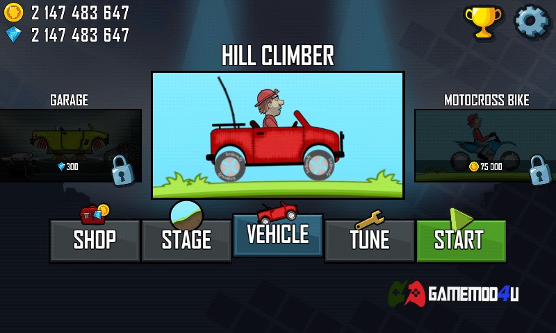 Hình ảnh tựa game hack Hill Climb Racing mod full tiền và xăng dành cho điện thoại