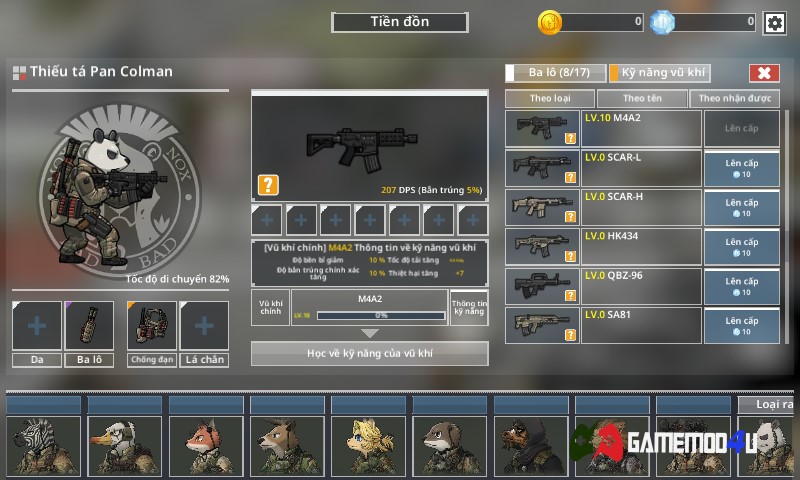 Nhân vật và nâng cấp vũ khí trong game