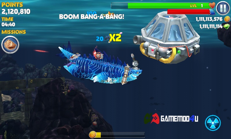 Bản hack Hungry Shark Evolution mod phiên bản mới nhất