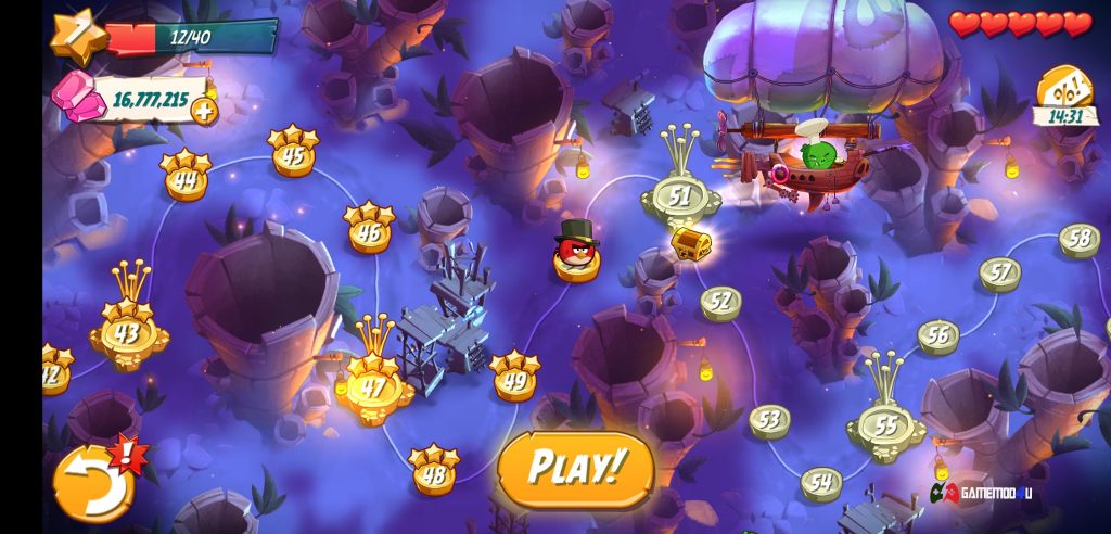 Có rất nhiều map dành cho người chơi trong game Angry Birds 2 hack full tiền