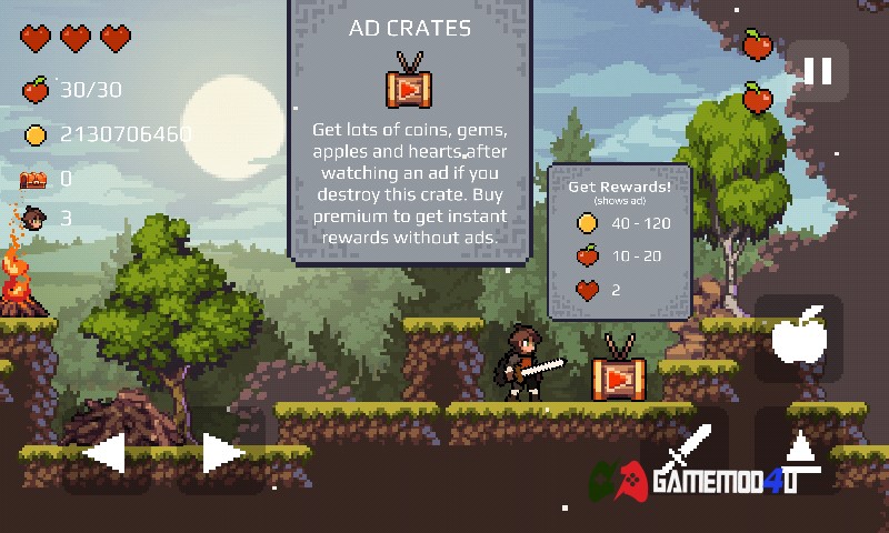Hình ảnh trong tựa game Apple Knight Action Platformer hack full tiền cho Android